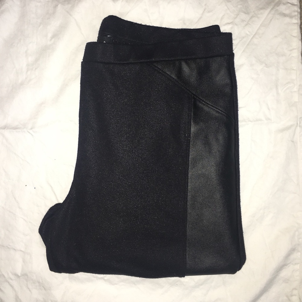 Black with leather striped leggings